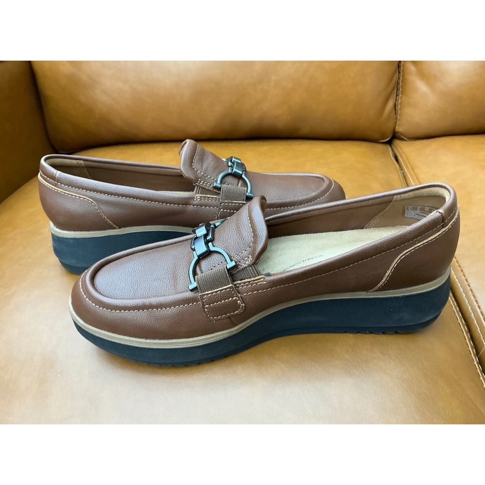 Clarks Zylah Erin Loafers Womens 9 Tan Leather Platform Chain 26184807 - Picture 5 of 8